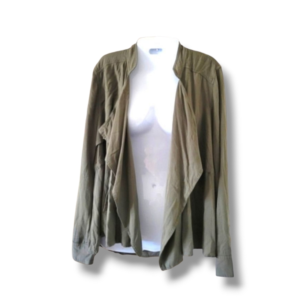 LR | Boutique Olive Green Lightweight Drape Open Front Jacket (SIZE S)
